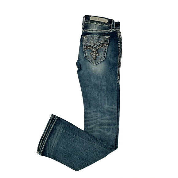 Rock Revival Liri Jeans Womens Size 26 Embroidered Thick Stitches Whiskers Denim - Picture 11 of 12